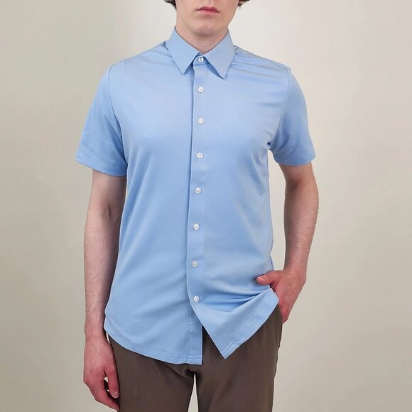 Projek Raw Light Blue Knit Short Sleeve Shirt - Picture 1 of 2